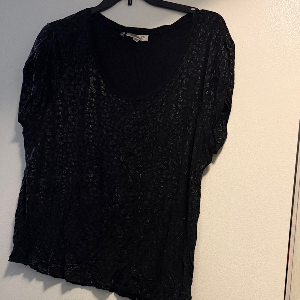 Jennifer Lopez Black Patterned Blouse